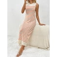 thumbnail image 5 of Michellecmm Women's Summer Knit Tank Dress Stripe Print Sleeveless Round Neck Slim Long Dress, 5 of 9