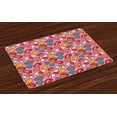 thumbnail image 1 of Emoji Placemats Set of 4 Dotted Hearts Background with Rainbow Love Woman Lips Pop Art Style Stitch Pattern, Washable Fabric Place Mats for Dining Room Kitchen Table Decor,Multicolor, by Ambesonne, 1 of 4