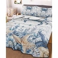 thumbnail image 3 of Quilts Twin Size Bedding Set, Blue Crab Coastal Lightweight Quilted Comforter, Beach Starfish Nautical Coral Retro Soft Reversible Bedspread Coverlet with Pillow Covers for All Season, 68" x 86", 3 of 7