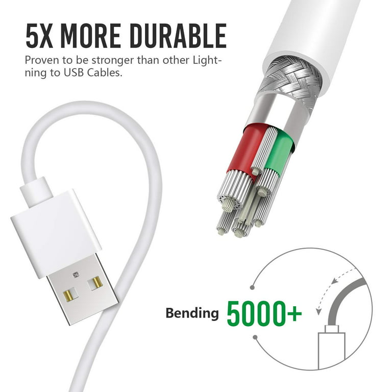10 ft White 8-pin Lightning to USB Cable - Cables Lightning