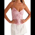 thumbnail image 1 of Camisola Sin Mangas con Cuello en V, Lentejuelas y Diamantes de Imitación Brillantes para Mujer, Top Corto de Verano con Espalda Abierta para Fiesta y Club Rosa S, 1 of 6