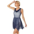 thumbnail image 4 of Kaerm Women Shimmer Draped Neck Dance Tunic Lyrical Contemporary Praise Dance Overlay Dress Navy Blue XL, 4 of 7