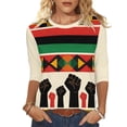 thumbnail image 6 of Ladies Tops and Blouses for Spring,Black History Month African T-Shirt for Women Pride Celebration Shirt Blouse 3/4 Sleeve Crewneck Tshirt Tops, 6 of 9