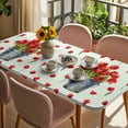 thumbnail image 3 of Red Tulip Flowers Table Cloths for 5 Foot Rectangle Tables, Spring Floral Vintage Drum Country Blue Patio Waterproof Elastic Fitted Tablecloths, Washable Rectangular Table Cover for Camping, 3 of 8