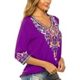 thumbnail image 3 of Women's Boho Embroidered Peasant Tops 3/4 Sleeve V Neck Mexican Bohemian Shirts  Summer Shirts, 3 of 6