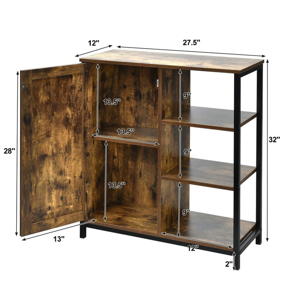 Finihen Kitchen Storage Cabinet, Buffet Sideboard, Multipurpose Freestanding Storage Cabinet with 3 Open Shelves and Doors, for Dining Room, Kitchen, Living Room, Rustic Brown Finihen Kitchen Storage Cabinet, Buffet Sideboard, Multipurpose Freestanding Storage Cabinet with 3 Open Shelves and Doors, for Dining Room, Kitchen, Living Room, Rustic Brown