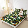thumbnail image 3 of jejeloiu Colorful Wildflower Garden Full Size Sheets Kids,Watercolor Floral Black Cat Bed Sheets For Girls,4pcs, 3 of 6
