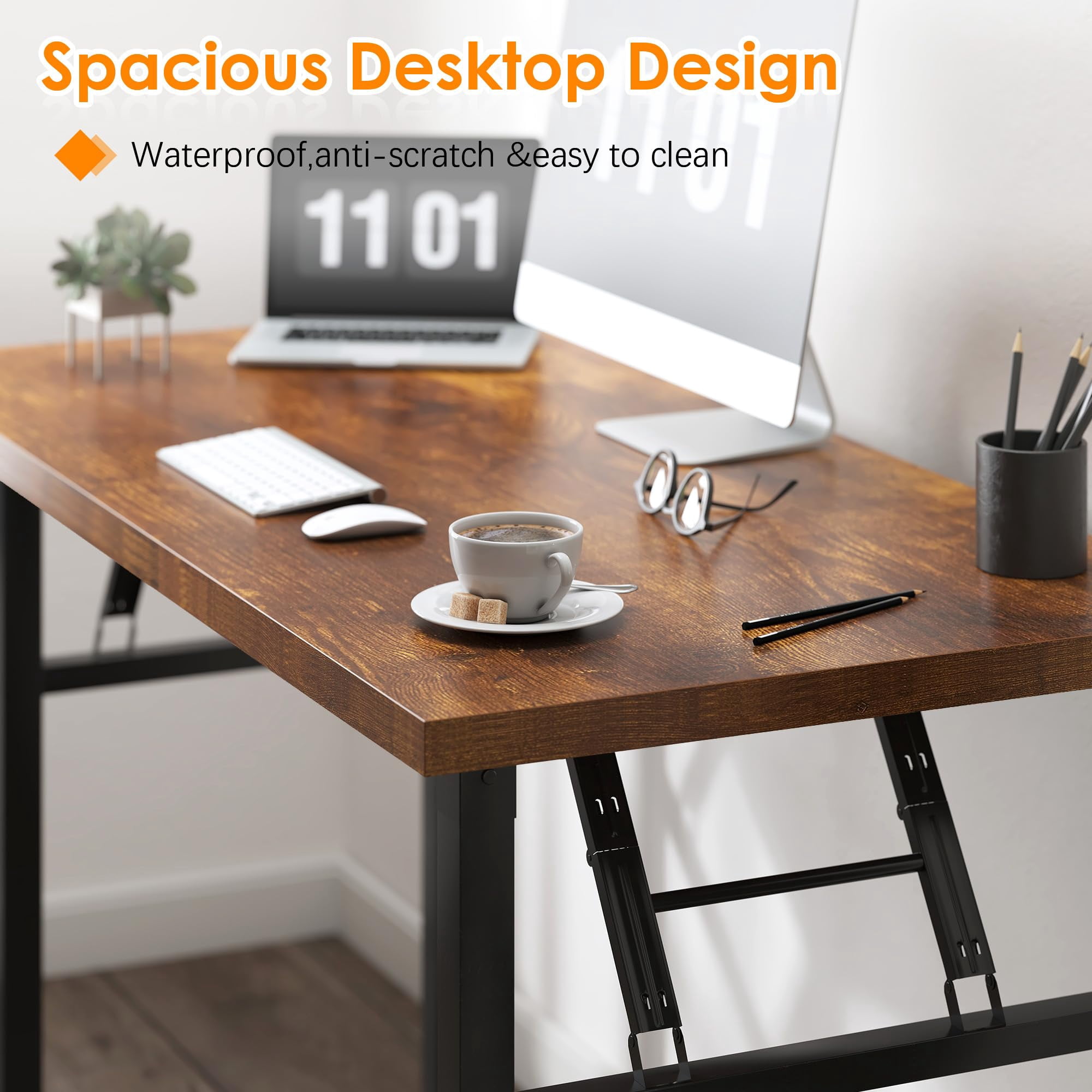 31.5 Inch Folding Computer Desk Rustic Brown For Home Office Bedroom Dorm Space-Saving Study Writing Table No Assembly