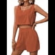 thumbnail image 2 of Conjuntos de Dos Piezas para Mujer, Conjuntos de Salón A Juego, Pantalones Cortos de de Dos Piezas, Tops Cortos, Ropa de Moda de Verano. Color Naranja XL, 2 of 7