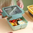 thumbnail image 4 of AMERTEER 850/1100ML Lunch Box Dust-proof Lid Compartment Design Students Portable Bento Case with Spoon Chopsticks Daily Use, 4 of 8