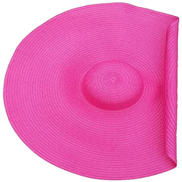 Xiao Hua Sombrero de playa extragrande para mujer, de ala ancha, grande, de paja, plegable, suave y plegable, para verano, resistente a los rayos UV (rosa y rojo).
