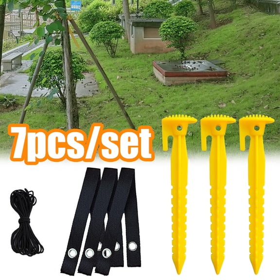 Cheers.US 7 Pcs/Set Tree Stake Kits - 3Pcs Green Tree Stakes 3Pcs Tree Straps 1Pcs Strong Rope Young Trees Anchoring Kits for Sapling Straight Healthy Growth Outdoor Garden Yard Plant Fix