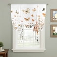 thumbnail image 2 of Watercolor Flower Tie Up Curtain 63 Inches Long, Rustic Butterfly Plant Balloon Style Kitchen Window Curtain Over Sink, Small Window Rod Pocket Curtain 46"x63", 2 of 9
