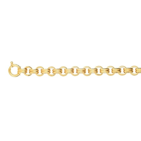 Double Rolo Link 14K Yellow Gold 10.5mm Alternate Double Oval Rolo Link Bracelet 8