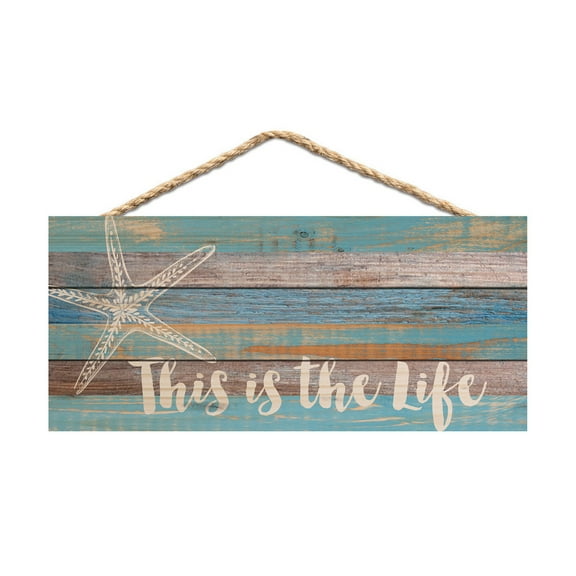 P. Graham Dunn This is The Life Starfish Blue Distressed 10 x 4.5 Wood Wall Hanging Plaque Sign
