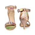 thumbnail image 5 of BLISSFUL STEP Open Toe Ankle Strap Kitten Heel Sandals for Women Rose Gold 10, 5 of 6