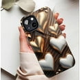 thumbnail image 5 of Luxury Gold Heart Design Protective Case Compatible with iPhone 11/12/13/14/15/16 (Pro Max/Plus), Valentine’s Day Gift & Romantic Decor, 3D Embossed Texture for Couples & Lovers, 5 of 9