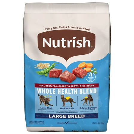 Nutrish Large Breed Real Beef, Pea, Carrot & Brown Rice Recipe Whole Health Blend Dry Dog Food, 14 lb. Bag (Rachael Ray)