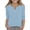 Blue, variant on Petite Fit Shirt Button down V Neck 3/4 Sleeve Cute Casual Blouse Top Plum 130