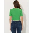 thumbnail image 3 of DARING DIVA Women's Contrast Trim Jacket Single Breasted Blazer M Green, 3 of 6