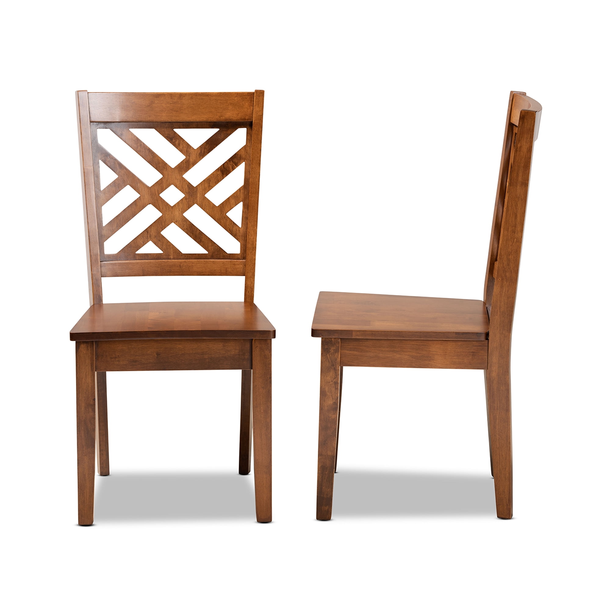 Baxton Studio Caron Dining Chair, Set of 2, Walnut Brown