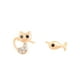 thumbnail image 1 of Aretes Broquel P/ Niña Gatito Pescado Swarovski Oro 18K Lam dorado Unitalla, 1 of 7