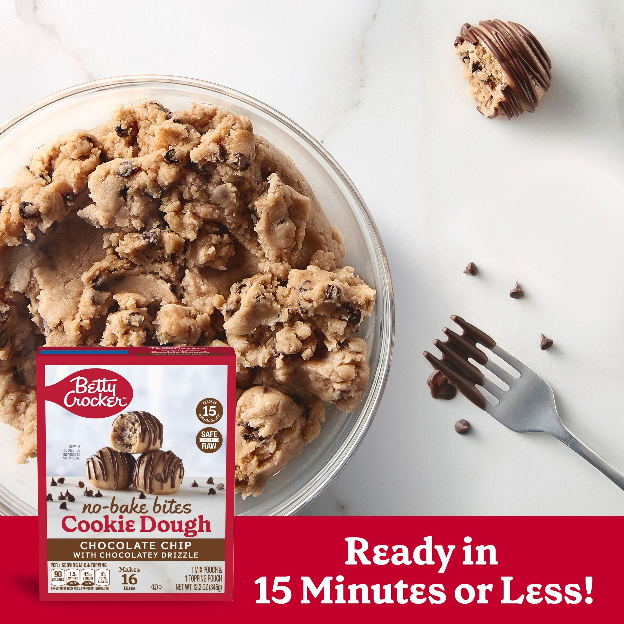 (3 pack) Betty Crocker No-Bake Bites Chocolate Chip Cookie Dough, 12.2 oz.