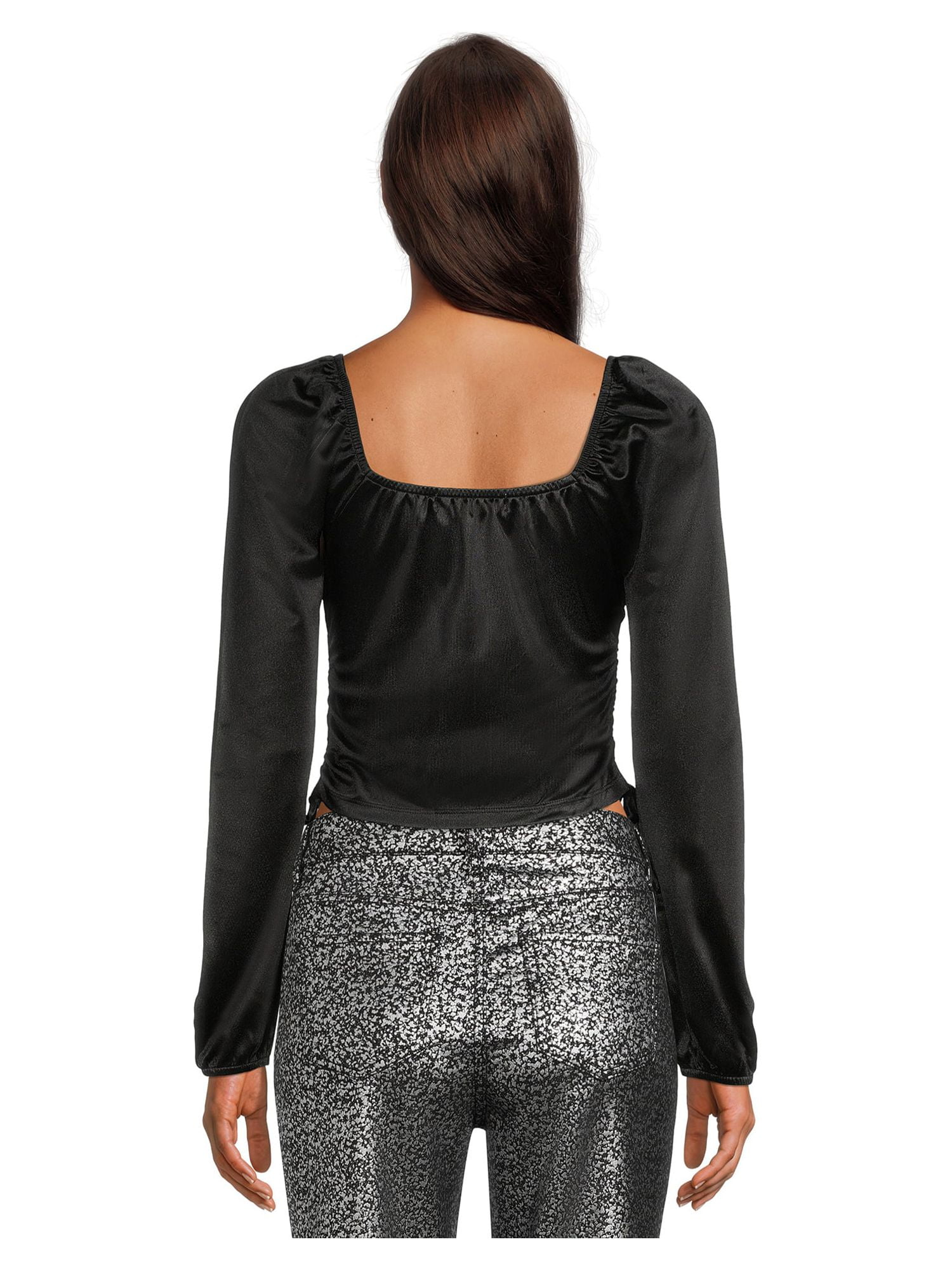 トップス emma Madden NYC Juniors' Ruched Emma Top with Long Sleeves