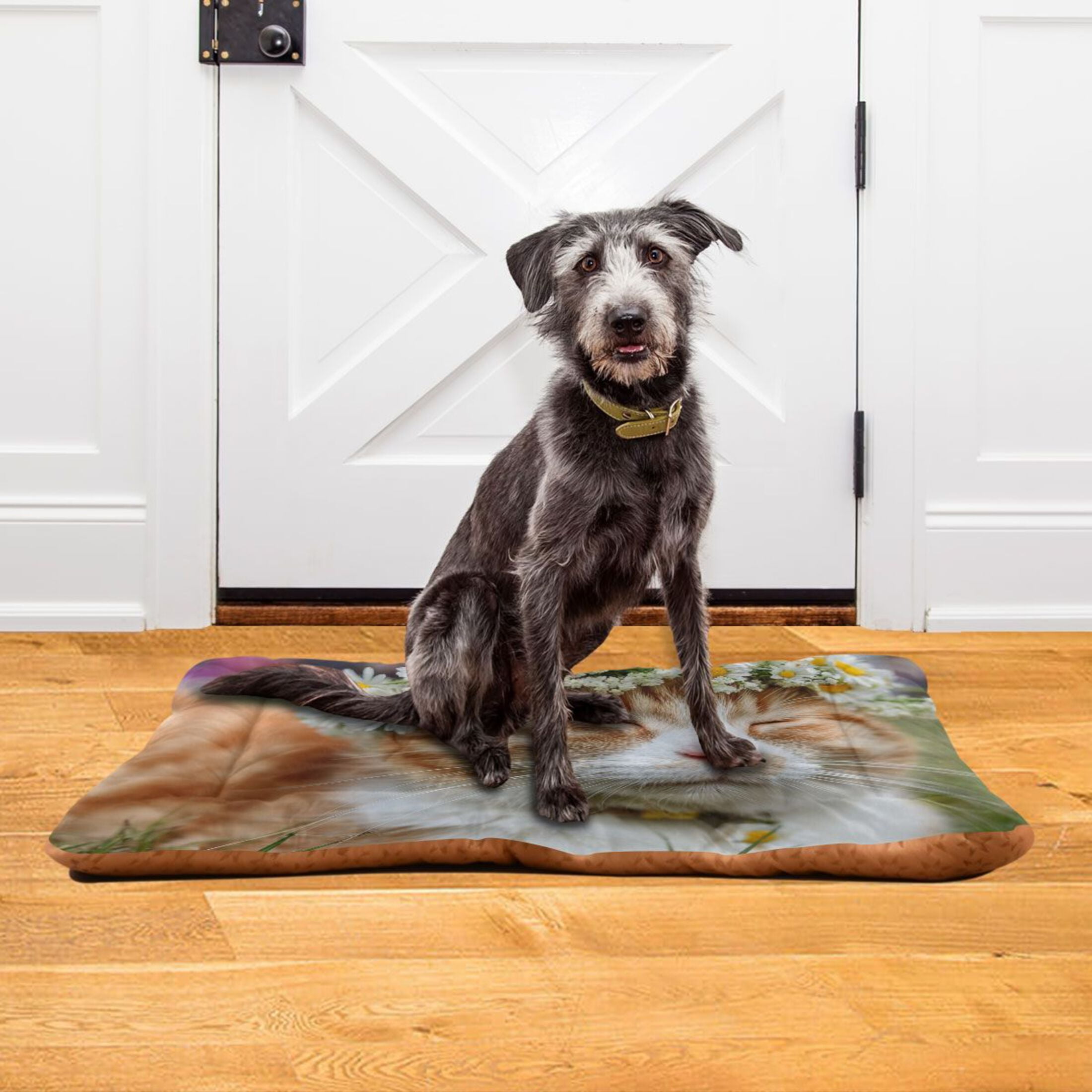Cozy Mat Pet Bed Indoor Outdoor Warm Soft For Cat Dog Puppy(S/M) Daisy Flower Crown