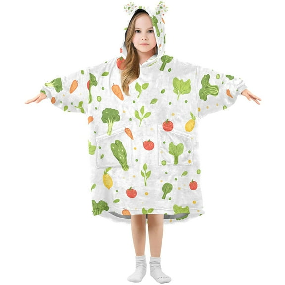 joogoo Wearable Blanket Hoodie for Vegetables Pattern Oversized Sherpa Hooded 3-14 YR M