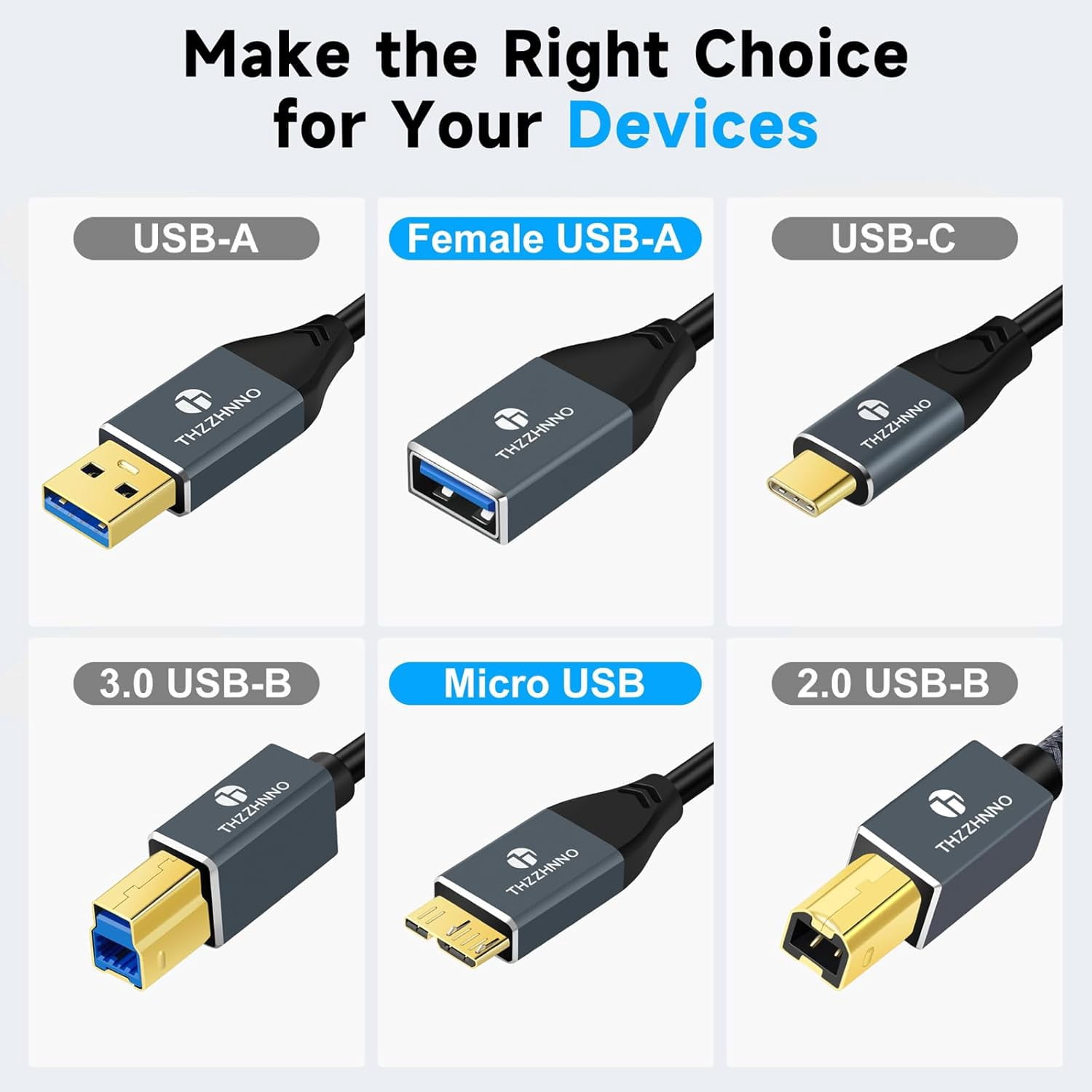 RGHJAR-Coiled USB Female to Micro B Cable, 5Gbps USB A Female to Micro B Retractable Cable for External Hard Drives, Canvio,Phone(Extend up from 0.75FT to 3.3FT)