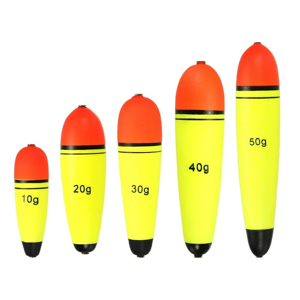 Flotadores de pesca EVA de 0.35oz - 1.8oz para pesca en mar y agua dulce, amarillos, paquete de 5