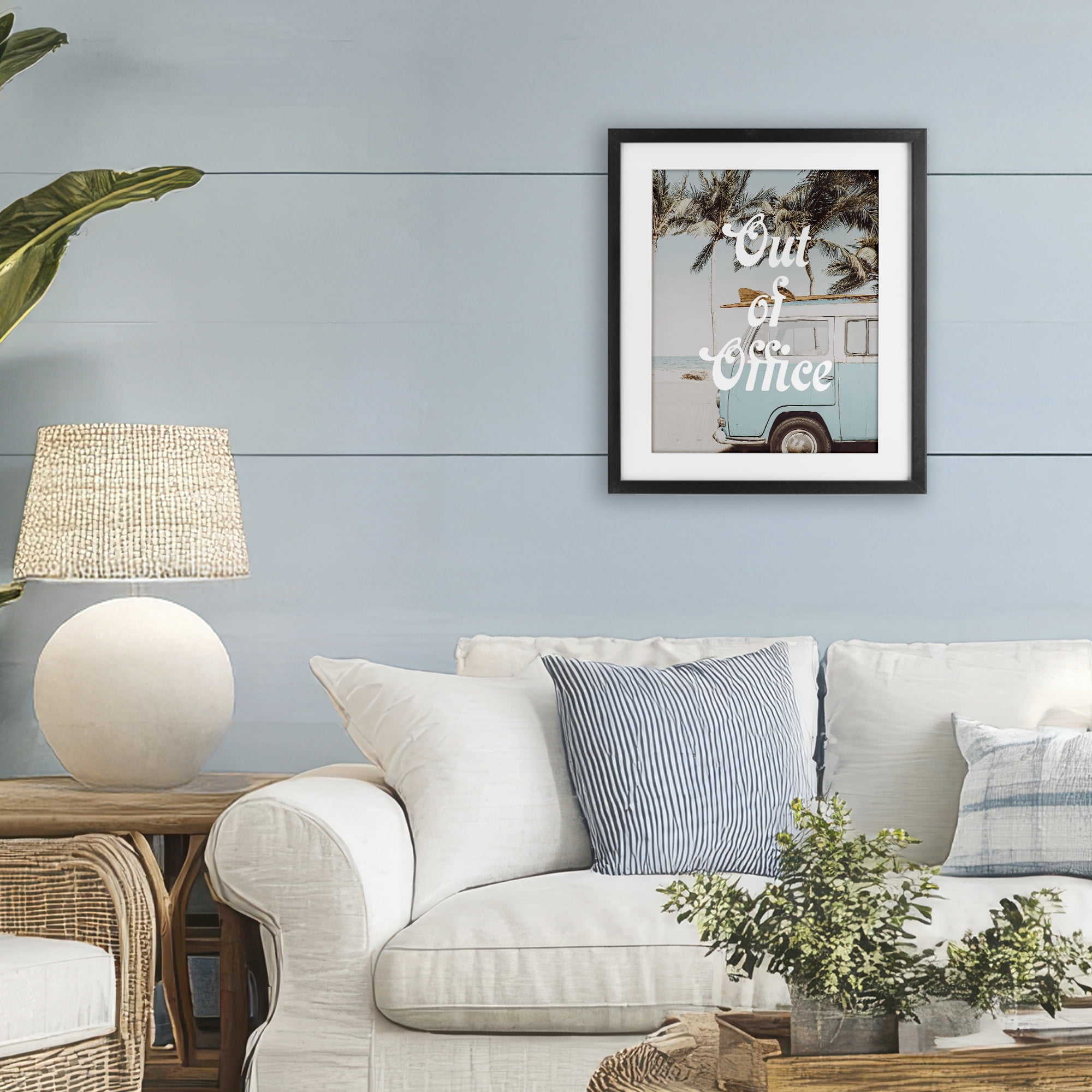 Stupell Industries Retro Out Of Office Beach Black Framed Print Under Glass, design by Lil' Rue