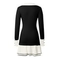 thumbnail image 4 of Women's Ruffle Mini Bodycon Dress 2024 Fall Long Sleeve Contrast Lapel Collar Sweater Dress Sweaters Women Sexy Women Dress V Neck Wrap Dress Elegant V Neck Sweater Dress for Women V Neck Knit Dress, 4 of 5