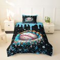 thumbnail image 2 of Castle Fairy Sport Baseball Twin Duvet Cover, Candy Glove Stars Pattern Twin Bedding, Black Blue,Black Reversible,2pcs,1 Duvet Cover and 1 Pillowcase, 2 of 6