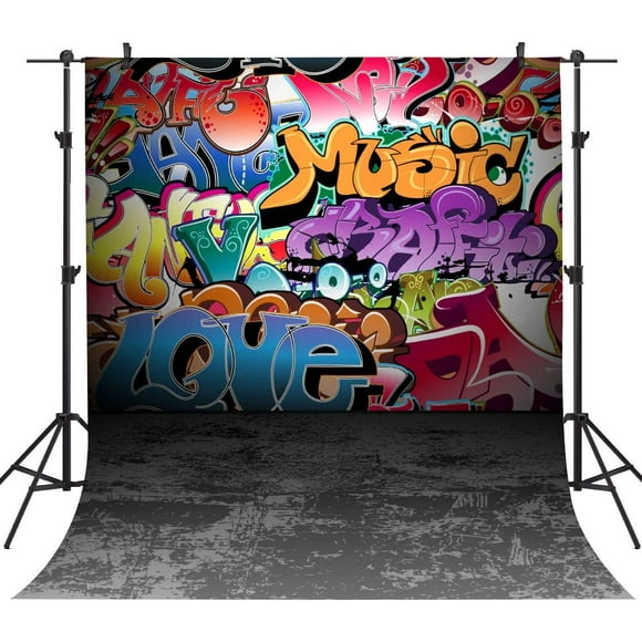 Graffiti Vinyl Background 80's 90's Themed Birthday Party Decoration Hip Hop Photography Backdrop Customized Photo