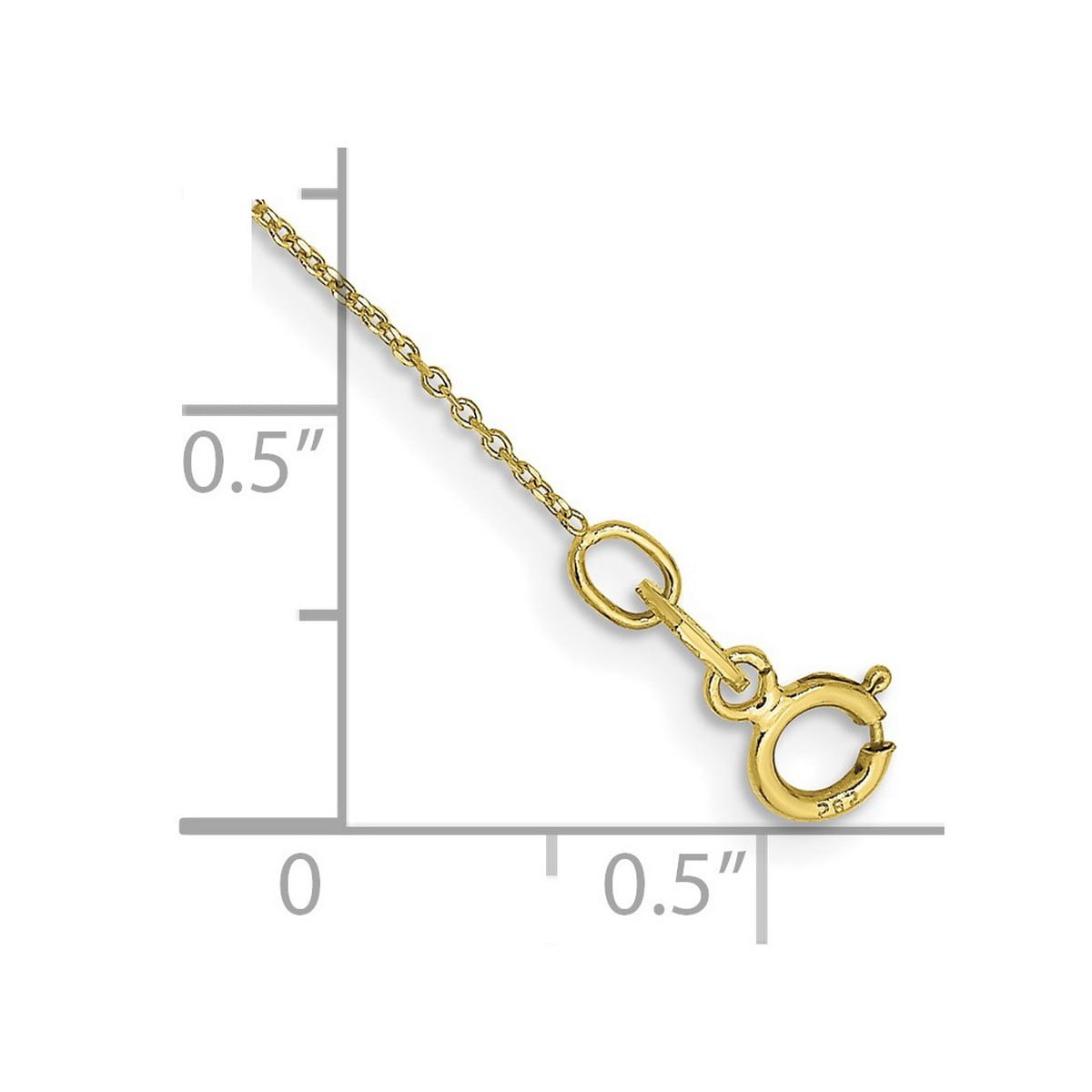 10k Solid Yellow Gold .6mm Sparkle-Cut Cable Chain Anklet 9 Inch Anklet for Women and Men - .4 Grams