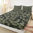 thumbnail image 3 of Feelyou Vintage Square Abstract Twin Sheet Sets, Pixel Grid Miners Bedding, 3 Pieces, 3 of 7