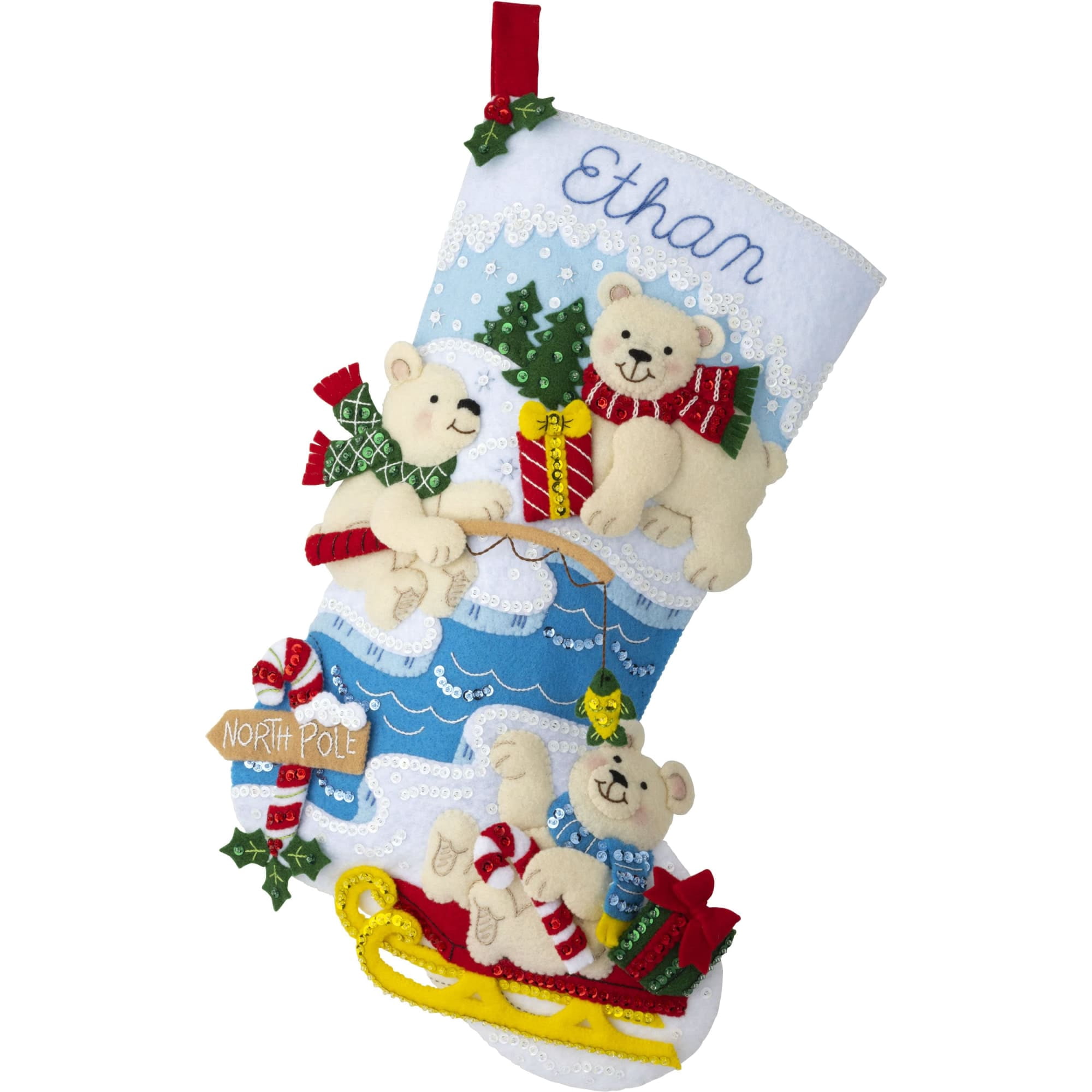 Bucilla Polar Bear Buddies Felt Applique Stocking Kit, 18 in
