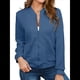 thumbnail image 2 of Chaqueta Informal Holgada de Cuadros Pequeños para Mujer, de Color Liso, Tendencia Otoñal, con Cremallera, Larga y Cuello Redondo. Azul XL, 2 of 7