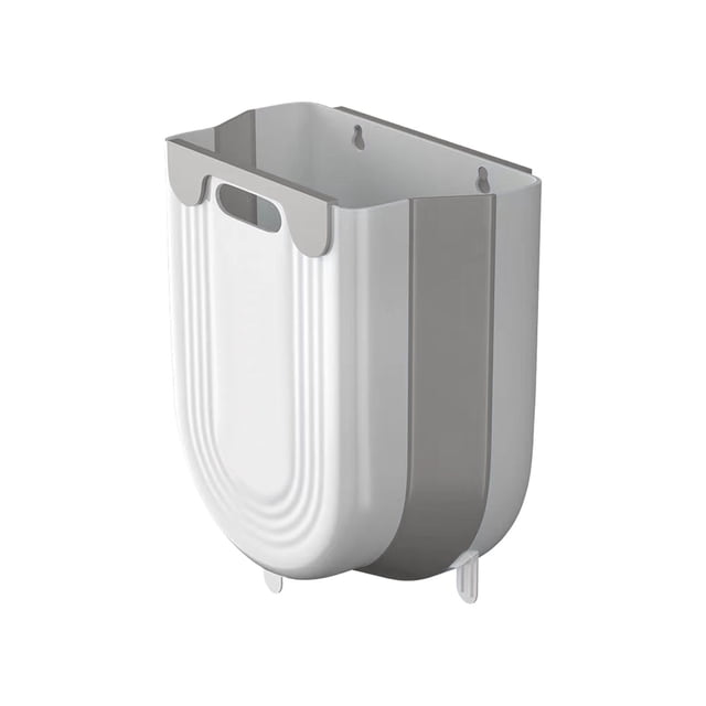 Wall Mounted Foldable Trash Can for Kitchen, Hanging Plastic Telescopic Storage Bin, Space Saving Easy Install, Ventilated Design, Durable Cleanable Bin