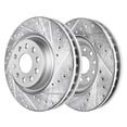 thumbnail image 4 of Detroit Axle - Front Brake Kit for Volkswagen Arteon CC Jetta GTI Golf R Audi A3 Quattro Q3 S3, 13.39" inch Drilled and Slotted Disc Brake Rotors Ceramic Brakes Pads Replacement, 4 of 7