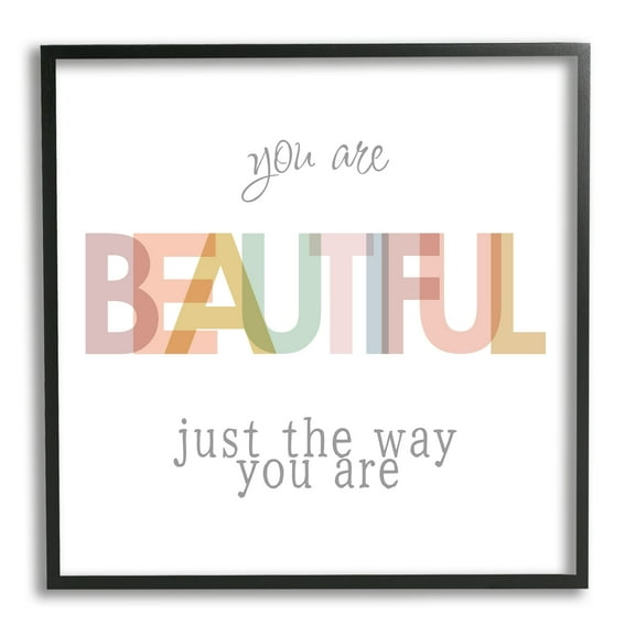 Stupell Industries Beautiful Self Confidence Phrase Inspirational Painting Black Framed Art Print Wall Art, 12 x 12