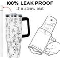 thumbnail image 3 of 40 oz Tumbler with Handle and Straw Lid | Vacuum Insulated Leak Proof Tumbler | Stainless Steel Water Bottle Cup Gifts for Dads Moms Women Men Him Her | Green Marble, 3 of 6
