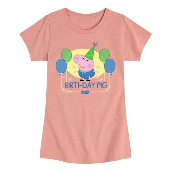 Peppa Pig - George Birthday Pig - Girls Toddler And Youth Fitted Short Sleeve Tee