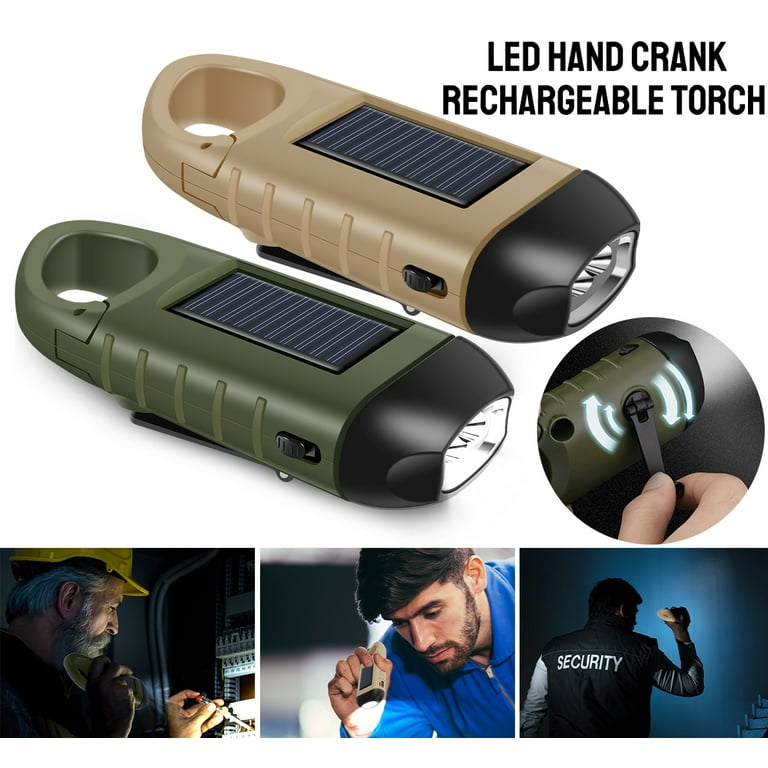 Evjurcn Hand Crank Solar Powered Flashlight Emergency Rechargeable LED Flashlight  Survival Flashlight Handheld Flashlights for Camping Hiking Emergencies 
