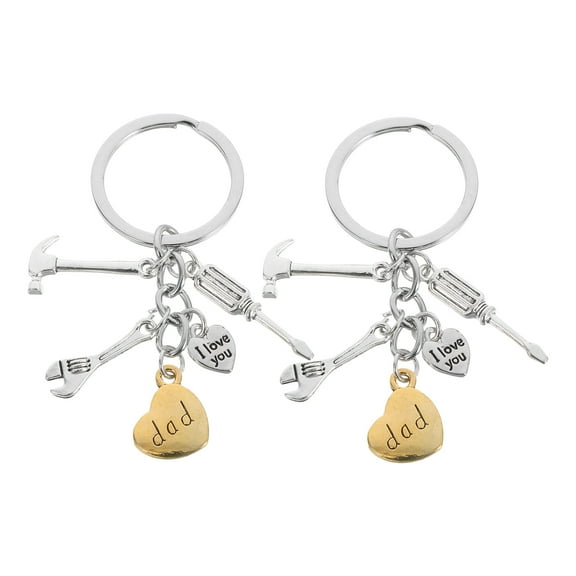 Masteelf 2 Pcs Charm Keychain Father's Day Keychain Dad Father 7.30X3.00X0.20CM Silver