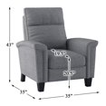 thumbnail image 6 of Aragon Gray Chenille Upholstered Push Back Reclining Chair, 6 of 7