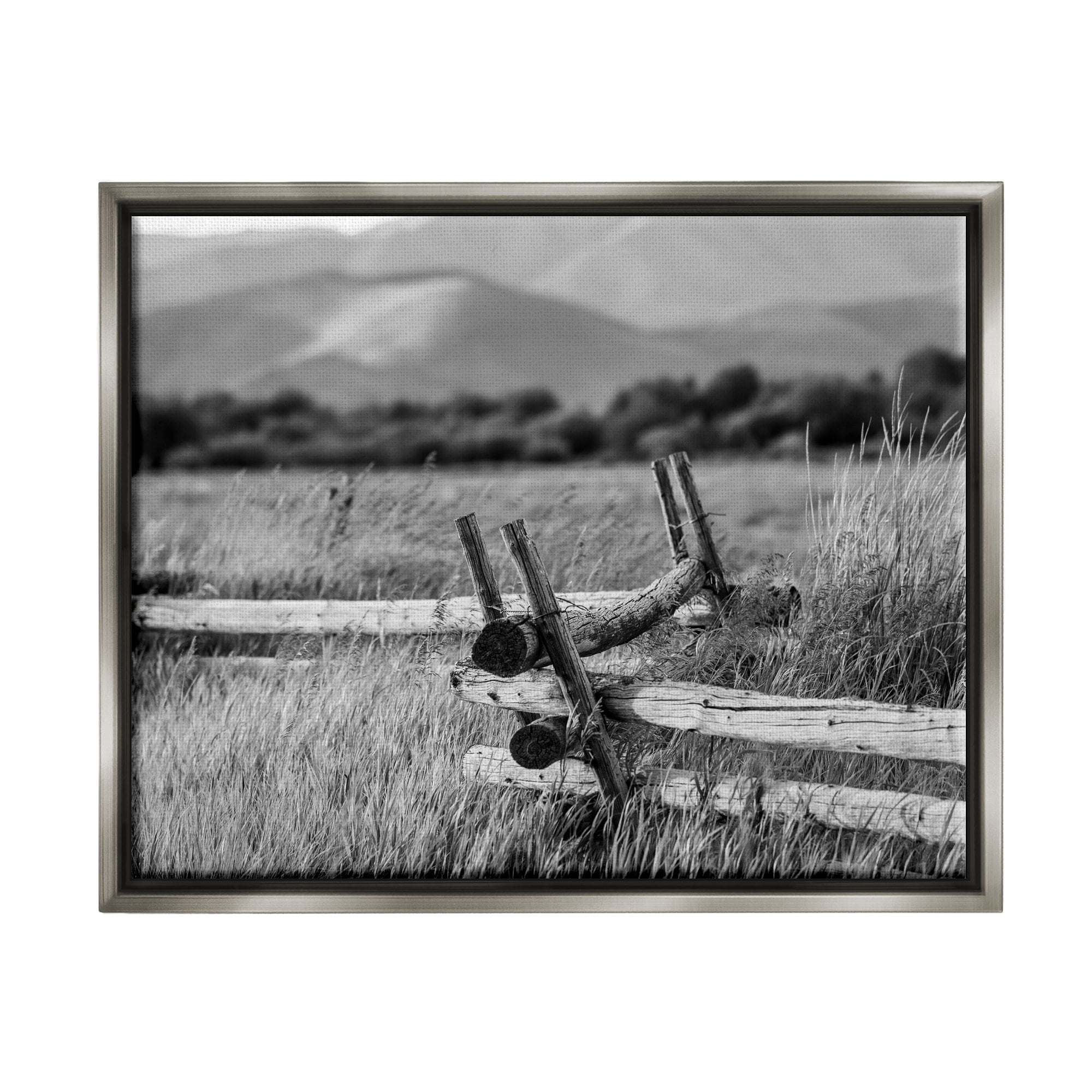 Stupell Industries Countryside Ranch Fence Rural Pasture Grass Photography Photograph Luster Gray Floating Framed Canvas Print Wall Art, Design by Steve Smith