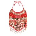 thumbnail image 3 of Langgg Belly Dance Costumes Bra Halter Top Sequin Performance Outfits Red, 3 of 9